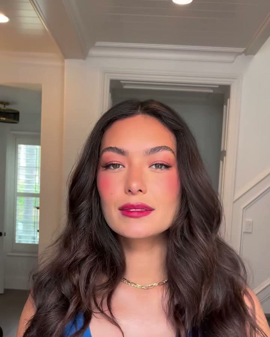 Youthful glam with ribbon pigtails and glossy lips